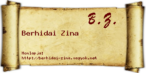Berhidai Zina névjegykártya
